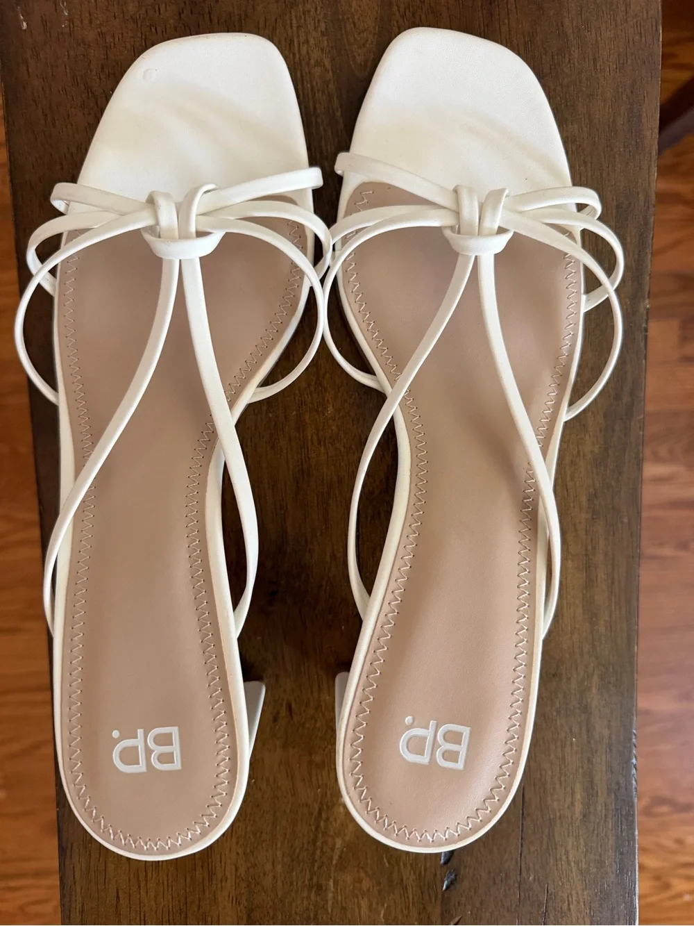bp White Strappy Knot Block Heel Sandals NWOT